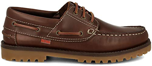 PAYMA - Zapatos Náuticos Sport Casual Hombre, Mujer, Niño. Clásicos 3-Ojales de Piel. Piso de Goma. Tallas Grandes 45 46 47. Cierre Cordones. Color: Marrón; Talla EU 40