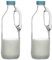 Milchflaschen-Set mit Griff und Deckel, 1.3 l, transparent, mit Glas, Wasserkrüge, Wasser, Saft, schwere Milchflasche, Flüssigkeitsbehälter für Küche, Flüssigkeitsbehälter für die Küche, 2 Stück