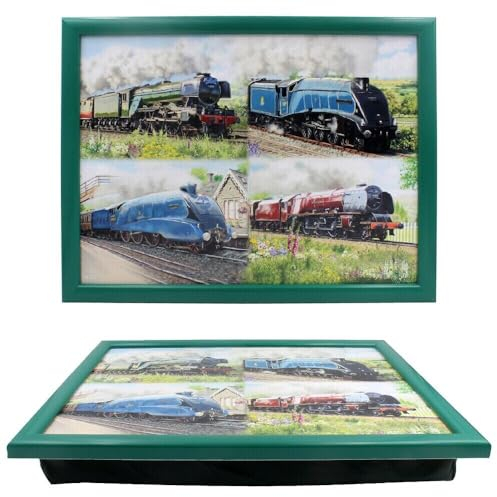 Tamersgifts Cushioned Laptrays Lap Tray TV Dinner Bean Bag Padded Cushion Gift (Classic Trains Laptray)