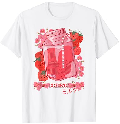 Style japonais otaku - Kawaii 90s Strawberry Milk Shake T-Shirt
