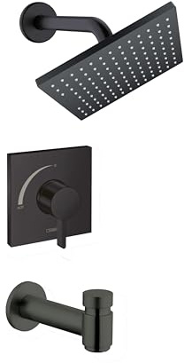 hansgrohe Vernis Blend 04962670 Ensemble de garniture de douche 1,75 GPM, 1 pulvérisation en noir mat