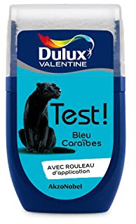 Dulux Valentine Peinture Testeur Crème de Couleur - Murs et Boiseries - Mat - Couleur Bleu Caraïbes 30 ml