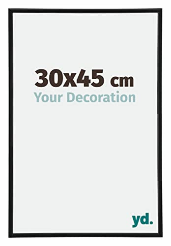 yd. Your Decoration - Cadre Photo 30x45 cm - Noir Mat - Cadre Photo en Plastique Avec Verre acrylique - Anti-Reflet - Cadre 30x45 - Annecy