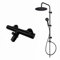 ENKI, Dune, BBT0250, Black, Thermostatic Bath Shower Mixer Valve with Dual Rigid Riser Kit, Large 300mm Ultra Slim Overhead Shower & Multi Hand Shower, Anti-Scald Device, Modern, 1-Year Guarantee