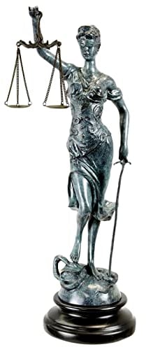 aubaho Bronzefigur Justitia Justizia mit Waage Bronze Skulptur Statue Antik-Stil 40cm