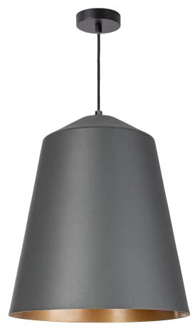 Paco Home Pendelleuchte Wohnzimmer Hängelampe Esstisch Küche Lampenschirm Lampe Industrial Design Textilkabel E27, Lampenart: Pendelleuchte - Anthrazit, Farbe: Gold (Ø36.5 cm)