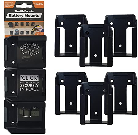 StealthMounts Black Battery Mounts for Stanley/Black and Decker/Porter Cable (6Pack)