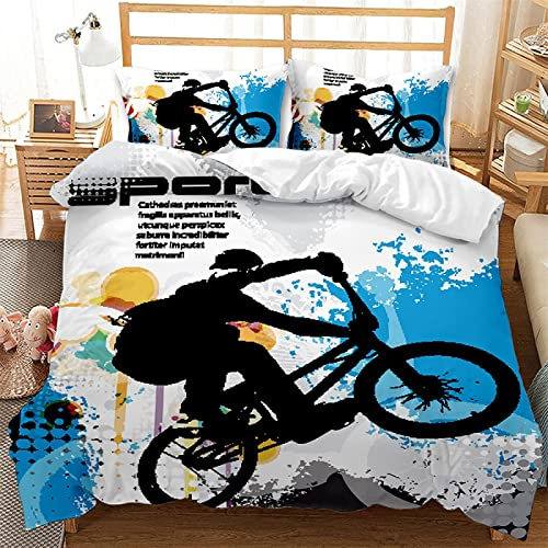 Kinder Bettwäsche Set Fahrradjunge Bettwäsche 135x200 cm Jungen Bettbezug für Mädchen Kids Microfaser Himmlische Qualität Betten Set mit 1 Kissenbezug 80x80cm Einzelbett 2