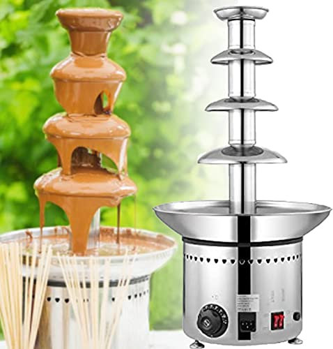 JINTAOMA 4-7 Tiers Chocolate Fountain, Commercial Chocolate Fountain Cream Rotating Melt Machine, 30℃~150℃ Adjustable, for Party Wedding Restaurant,4Tiers