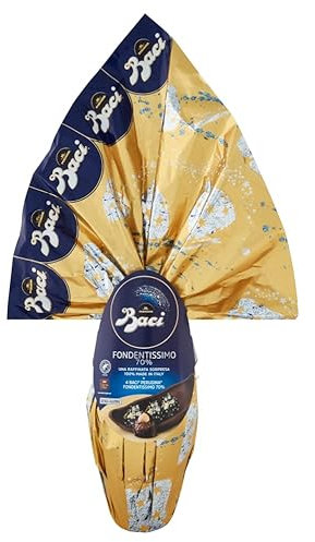 Perugina Baci Fondentissimo 70% Uovo di Cioccolato Fondnete Ostereier aus Dunkle Schokolade mit Überraschung und 4 Pralinen 265g