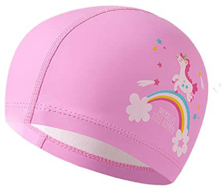 Bonnets de Bain pour Enfants Bonnets de Piscine Tissu Polyester Extensible Chapeau de Natation pour Cheveux Longs Et Courts,circonférence de tête 50-56cm 19-22in