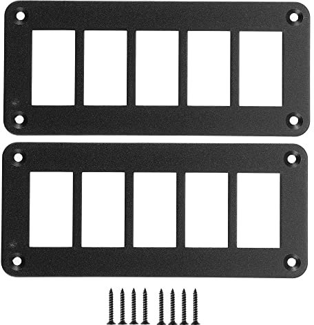 X AUTOHAUX 5-Wege-Wippschalter-Panel-Gehäuse-Halter, schwarz, Aluminium-Panel-Gehäuse-Halterung mit Schrauben für Auto, Marine, Boot, LKW, Wohnmobil, SUV, ATV, UTV, 2 Sets