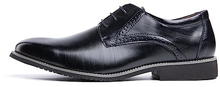 Anzugschuhe Herren Oxford Derby Schuhe Brogues Lederschuhe Hochzeitsschuhe Schnürhalbschuhe Klassischer Business Schnürschuh 1016 Schwarz Größe 43