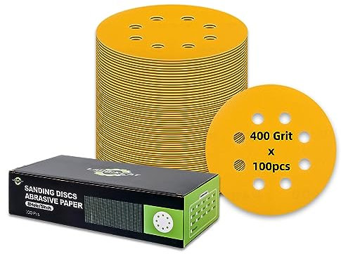 Disque Ponceuse 125mm a Poncer Ponçage 8 Trous Cloison Sèche Excentrique Orbitales Aléatoires Cloisons Sèches Ponceuse Girafe Disques Abrasifs Velcro B-400 Grain