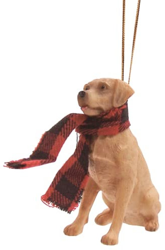 Gemütlicher brauner Labrador mit Schal, Weihnachtsdekoration, 7,6 cm