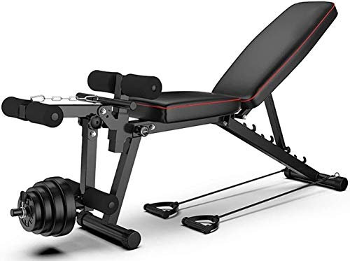 Verstellbare Hantelbank, 90 ° flach, faltbar, für Ganzkörpertraining, Workout für drinnen und draußen (multifunktional, faltbar), Schwarz