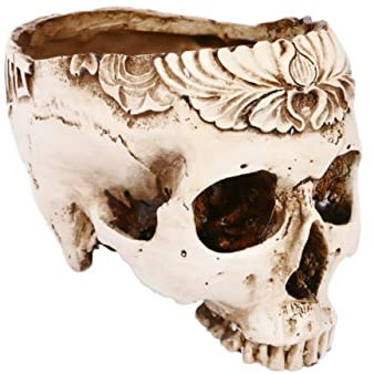 Yardwe Schädel-blumentopf Skelett Aschenbecher Skelett Blumentopf Halloween-pflanzgefäß Aus Keramik Gotischer Aschenbecher Totenkopf-stifthalter Schädelvase Pflanze Bonsaischale Harz