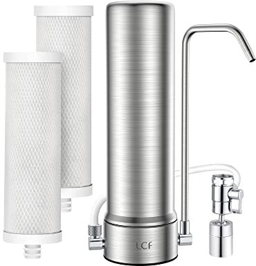 LCF Filtro de agua para encimera, sistema de filtración de agua de acero inoxidable de 5 etapas, reduce los metales pesados, el mal sabor y el 99% de cloro, filtro de agua de grifo de 16,000 galones,