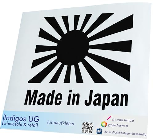 INDIGOS UG Auto Aufkleber Auto - 200x169 mm - Made in Japan Flagge - schwarz - Selbstklebender Sticker für Auto, Fenster, Bus oder LKW
