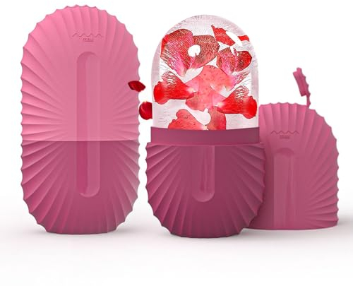 Ice Roller, Ice Roller for Face and Eyes, Ice Face Roller and Gua Sha Massager Set, Silicone Ice Cube Roller for Face to Relieve Puffiness, Face Ice Mold Ice Holder for Face, Face Ice Roller