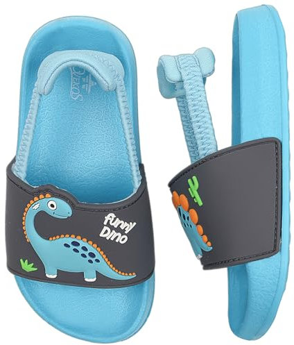 Youecci Sandales pour Garçons été Enfants Plage Piscine Pantoufles Plat Antidérapant Douche Pantoufles Dr鬺e Dinosaure 23 EU