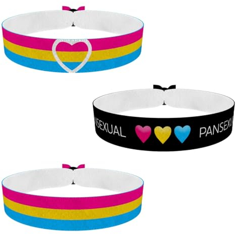 3er Set LGBTQ Pansexual Armband - Mehrere Stoffarmbänder für Damen, Herren und Unisex - Handgefertigt und Wasserfest - Verstellbar - Perfekt als Festival Accessoire und Geschen