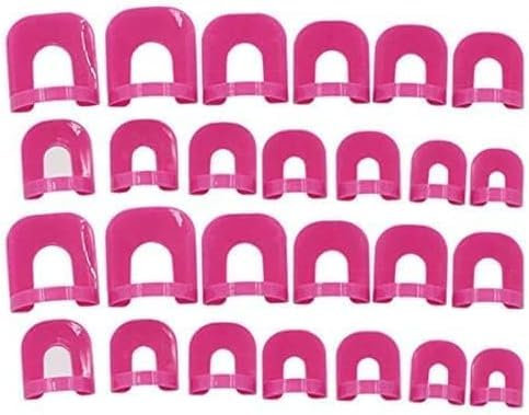 26Pcs Pink Nail Polish Edge Anti-Flooding Plastic Template Clip with Sticker, Reusable Spill Proof Manicure Protector Cover Professional Design Nail Art and Polish,Nail Art Accessories