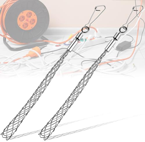 Gisafai 2 Pcs 1/2 in Wire Pulling Grip Mesh Metal Cable Puller Socks Wire Tools for Electrical Grips Light and Heavy Cables