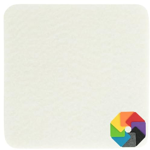 Design Filz Untersetzer eckig - 15x15cm in wollweiss für Glas, Getränke, Bar, Tasse, Vase