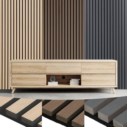 Fiqops Akustikpaneele Holz 120x60cm Wandpaneele aus Holzfunier und Filz,Holzpaneele Walnussfarbe,Wandverkleidung holz für Studio und Zuhause Innenwanddekoration – Großflächige Abdeckung