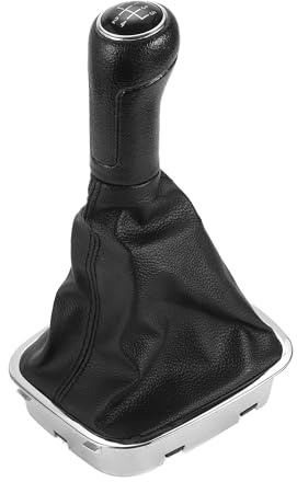 TUCKBOLD 5-Gang-Schaltknauf Mit Abdeckung Für VW Polo 14-22 1 Stück | Schwarz, Silber Ton, Kunststoff, Kunstleder, 6R0711113, Für VW Polo Van 14-17, Für VW Polo Vivo 10-22, Für VW Vento 10-22