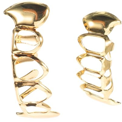 WESIEVYA Goldfarbener Hip-hop-zahn Grill Aus Robustem Dekorativer Mund Schmuck Für Halloween Musikfestival Cosplay Und Rapper-style Fans Ober Unterkiefer Verzierungen