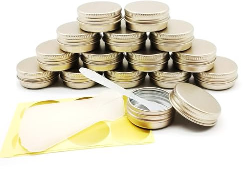 Wopanxye 15pcs Aluminium Tins Jars, 15ml Empty Cosmetics Container Pots, 15g Travel Sample Pots Round Cans with Screw Lids for DIY Crafts Salve Candle Lip Balm Storage Slime Cream Powder Tea Beads