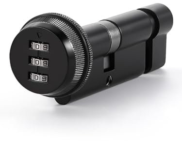 SORWDUERM 70mm(35/35T) Black Thumb Turn Euro Cylinder Door Lock, Anti-Bump Anti Drill, high Security for upvc Wooden Composite Doors Combination cam Lock Password Coded