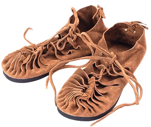SOLNIT Sandales romaines à lacets - Sandales médiévales en cuir - Sandales viking pour femme - Été - Hippie - Plage - Unisexe - Vacances