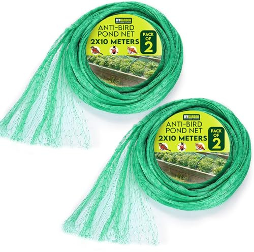 My Garden Netting for Plants Vegetables Fruit, Ponds - 2 Pack Netting for Fruit Cages, Plants & Garden Protection Deter Birds, Cats & Foxes - Gardening Mesh for Leaves & Debris (2, 2x10m)