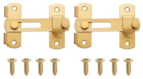 M METERXITY 2-Pack Flip Latch Gate Latch 4in, Slide Locks, Gold | Stainless Steel, Flip Sliding Barn Door Lock, with Screws, for Barn Door, Fence, Windows, Cabinets