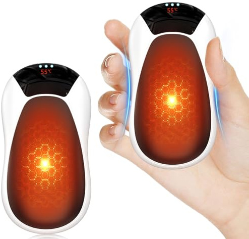 DDKJ Taschenwärmer Elektrisch 2er Set 7000mAh - Handwärmer Wiederaufladbar Magnetische 2-in-1 mit AI-Chip - Hand Warmers Reusable 36H, 3 Stufen - Hand Warmer Mini Für Weihnachten, Golf, Jagd - Weiß