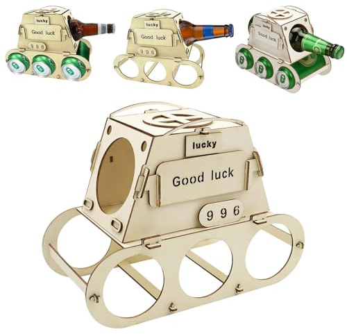 YIHAOH Personalisiert Bierträger Holz, Tank Flaschenträger Holz, Lustiges Träger für Flaschen, Kreatives Geschenk für Bierliebhaber, Geeignet für Geburtstagsfeier, Familientreffen