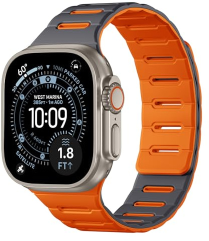 Bandletic Magnetic Strap Compatible with Apple Watch Strap 49/46/45/44/42mm | Double Sided Reversible Strap Soft Silicone Sport Band for iWatch Ultra 3/2/1 Series 11 10 9 8 7 SE 6 5 4 3 2 1 for Women Men