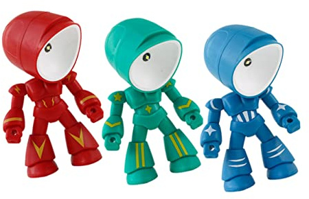 TOPPERFUN 3 Stück Kinder Nachtlicht Roboter Lampe Pvc Warmes Licht Schlafzimmerschreibtisch Nachtlampe Verstellbar Desktop Deko