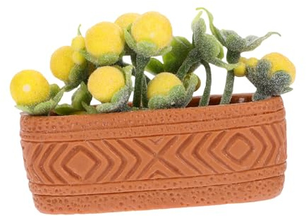 LRXIYODE Miniature Dollhouse Bonsai Plant Ornament Small Faux Greenery Model for Home Decor Photo Props and Mini Garden Accessories Yellow Mini Potted Artificial Flower for Doll House