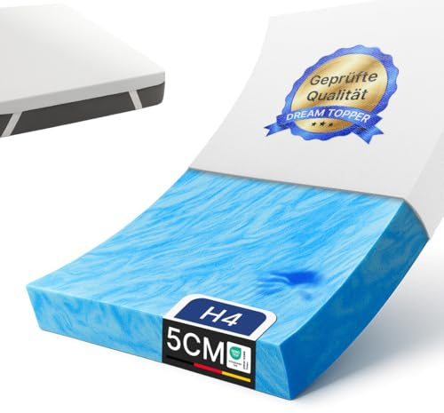 MKS Topper 220x200, 5cm Memory Gel Foam Topper mit Gelschaum, Matratzentopper H3/H4 für optimale Druckentlastung, angenehmes Schlafklima und erholsamen Schlafkomfort