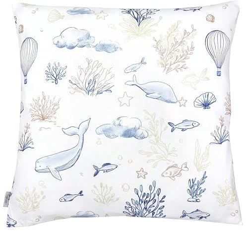TupTam Kissenbezug Gemustert Bunte Kissenhüllen Dekokissen für Baby und Kinderzimmer, Farbe: Meerestiere, Größe: 40 x 40 cm