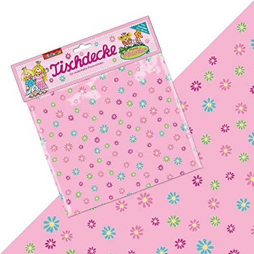 1 x Tischdecke * PRINZESSIN MIABELLA * aus Kunststoff für einen Geburtstag oder eine Feier // bunt Kinder Mädchen Tablecover Party Fest Kindergeburtstag Mottoparty Blumen Blümchen rosa pink Krone