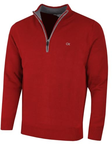 Calvin Klein Mens 2026 Knit Cotton 1/2 Zip Golf CK Top Sweater