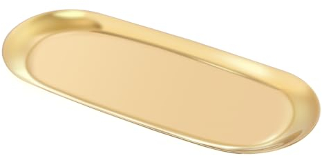 Warmtree, vassoio portasciugamani in acciaio inox, vassoio per tè, frutta, cosmetici, gioielli, oro, ovale