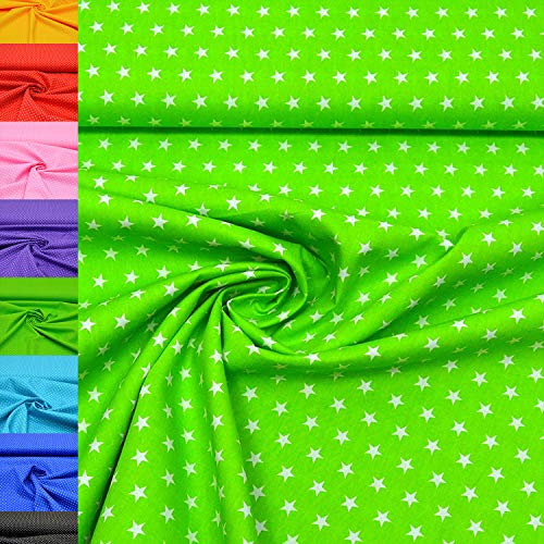 MAGAM-Stoffe Amelie Sterne Baumwollstoff Oeko-Tex Meterware 50cm (07. Kiwi-Grün)
