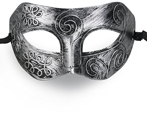 Cool Männer griechischen Roman Fighter Masquerade Maske Maske für Fancy Dress Ball Party/Maskenball/Halloween (Silber)