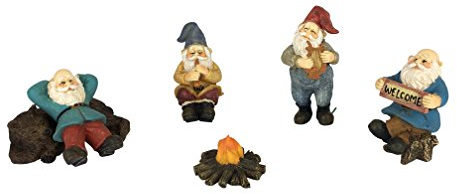 GlitZGlam Glückliches Zwergenlager - 6-teiliges Gartenzwergset für den Miniaturgarten